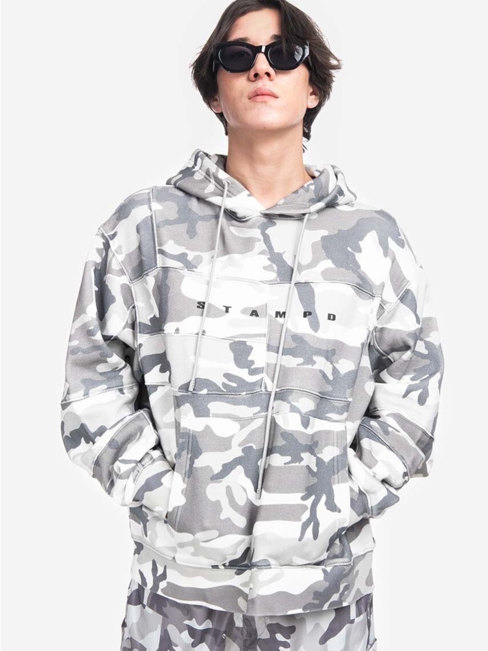 STAMPD Los Angeles Gray & White Camo Pullover Hoodie EUC Size Small